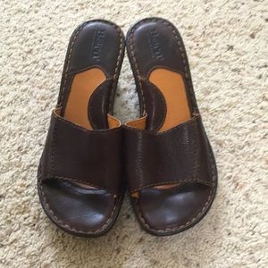 Born Brown Wedge Sandal - Size 7